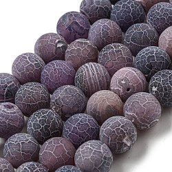 Natural Weathered Agate Beads Strands, Round, Dyed & Heated, Thistle, 12mm, Hole: 1.6mm, about 31pcs/strand, 14.76''(37.5cm)(G-P538-A01-05)