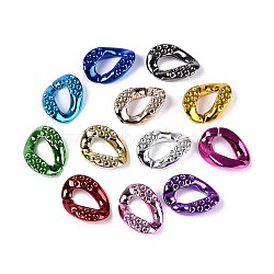 UV UV Plating Opaque Acrylic Linking Rings, Quick Link Connectors, for Curb Chains Making, Twist, Mixed Color, 19x14x4mm, Inner Diameter: 11x5mm(PACR-T017-14M)