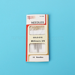 16Pcs Steel Sewing Needles Set, Embroidery Needle, Big Eye Pointed Needles, for Embroidery, Patchwork, Stainless Steel Color, Packing: 93x43x3mm(PW-WG20689-03)