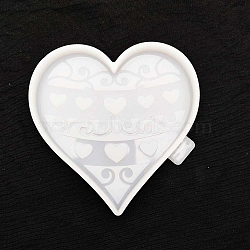 Heart Cup Mat Silicone Molds, Resin Casting Coaster Molds, For UV Resin, Epoxy Resin Craft Making, White, 102x102mm(PW-WGF8983-04)