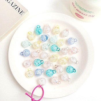 Transparent Crackle Acrylic Beads, Round, Mixed Color, 20x16mm, Hole: 2.8mm