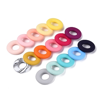 Silicone Linking Rings, Donut, Mixed Color, 42.5~43x8.5mm, Inner Diameter: 20.5mm