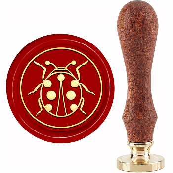 Brass Wax Seal Stamp with Handle, for DIY Scrapbooking, Ladybug Pattern, 3.5x1.18 inch(8.9x3cm)