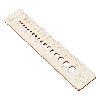 Rectangle Wooden Knitting Needle Gauge, Sewing Accessories Tools, Light Yellow, 18x3.45x0.28cm