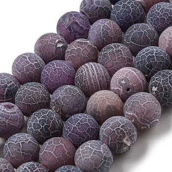 Natural Weathered Agate Beads Strands, Round, Dyed & Heated, Thistle, 12mm, Hole: 1.6mm, about 31pcs/strand, 14.76''(37.5cm)