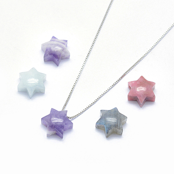 Natural Gemstone Charms, for Jewish, Star of David, 10.5x9x5mm, Hole: 1mm
