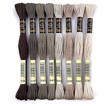 8 Skeins 8 Colors 6-Ply Crochet Threads, Embroidery Floss, Mercerized Cotton Yarn for Lace Hand Knitting, Mixed Color, 1mm, about 8.75 Yards(8m)/skein, 1 skein/color