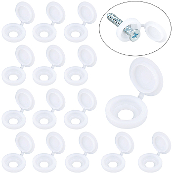Plastic Furniture Fence Screw Hole Plug, with Flip Top Cap, Round, Snow, 13.5x5mm, Hole: 5.5mm, Inner Diameter: 10mm, 200pcs/box