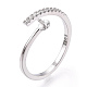 925 Sterling Silver Micro Pave Cubic Zirconia Open Cuff Ring Settings(STER-T007-03P)-1