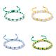 4pcs 4 couleurs bracelet tressé à motif de fleur de pêcher(BJEW-SZ0002-09)-1