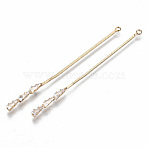 Brass Micro Clear Cubic Zirconia Chain Tassel Big Pendants, Nickel Free, Thread, Real 18K Gold Plated, 60x2.5x1mm, Hole: 1.5mm(KK-N231-163G-NF)