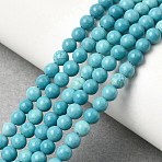 Dyed Natural Magnesite Beads Strands, Smooth Round, Turquoise, 4mm, Hole: 0.6mm, about 95pcs/strand, 15.04''(38.2cm)(G-A323-A01-4mm)