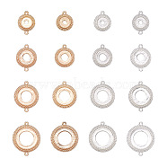 14pcs 14 style Brass Pendant Cabochon Settings & Cabochon Connector Settings, Flat Round, Mixed Color, Tray: 6.3~12.5mm, 12~19.5x10~16x2.5mm, 1pc/style(FIND-BY0001-13)