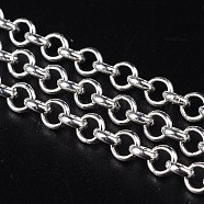 Iron Rolo Chains, Belcher Chain, Unwelded, Silver Color Plated, with Spool, Link: 5mm in diameter, 1.5mm thick, about 164.04 Feet(50m)/roll(CHT037Y-S)
