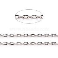 304 Stainless Steel Cable Chains, Thin Chains, with Spool, Soldered, Stainless Steel Color, 1.5x0.9x0.2mm, about 32.8 Feet(10m)/roll(CHS-D005-02P)