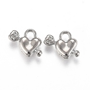 Alloy Jewelry Pendants, Arrow Through the Heart, Platinum, 9.5x12x3mm, Hole: 2mm(PALLOY-Z001-13P)