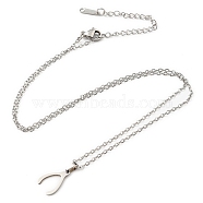 201 Stainless Steel Claw Pendant Necklace with Cable Chains, Stainless Steel Color, 17.83 inch(45.3cm)(NJEW-Q317-21P)