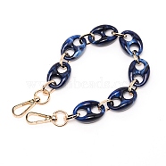 Resin Bag Handles, with Iron Clasps, Bag Straps Replacement Accessories, Marine Blue, 35cm(FIND-WH0096-35B)