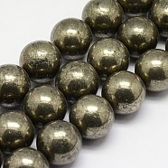 Natural Pyrite Beads Strands, Round, 18mm, Hole: 1.5mm, about 22pcs/strand, 15.74 inch(G-L031-18mm-01)