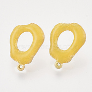 Iron Enamel Stud Earring Findings, with Raw(Unplated) Pin and Loop, Ring, Matte Gold Color, Gold, 21x15x2mm, Hole: 1.2mm, Pin: 1mm(X-IFIN-N003-24D)