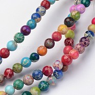 Natural Imperial Jasper Beads Strands, Round, Dyed, Colorful, 4mm, Hole: 1mm, about 90pcs/strand, 15.2 inch(X-G-I122-4mm-14)