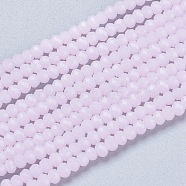 Imitation Jade Glass Beads Strands, Faceted, Rondelle, Pink, 3x2mm, Hole: 0.8mm, about 185~190pcs/strand, 15.5~16 inch(39.3~40.6cm)(GLAA-F078-C01)