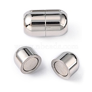 Smooth 304 Stainless Steel Magnetic Clasps with Glue-in Ends, Oval, Stainless Steel Color, 16x10mm, Hole: 6mm(STAS-H048-1)