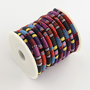 Ethnic Cord Cloth Cord, Colorful, 6~7mm, about 8.74 yards(8m)/roll(OCOR-Q003-04)