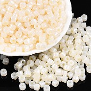 Glass Seed Beads, Ceylon, Round Hole, Cylinder, Lemon Chiffon, 4x5.5mm, Hole: 1.8mm, about 2500pcs/pound(SEED-T008-01B)