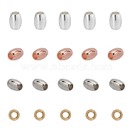 Oval Brass Spacer Beads, Mixed Color, 4x3mm, Hole: 1.5mm, 100pcs/color, 4 colors, 400pcs/box(KK-AR0001-35)