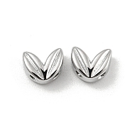 Brass Beads, Leaf, Real Platinum Plated, 5x6x3mm, Hole: 0.8mm(KK-P258-12P)