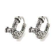 316 Surgical Stainless Steel Hoop Earrings, Ring, Antique Silver, 14.5x11mm(EJEW-D096-14E-AS)