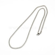 304 Stainless Steel Curb Chain/Twisted Chain Necklace Making, with Lobster Claw Clasps, Stainless Steel Color, 17 inch~18 inch(43.2cm~45.7cm), 3mm(STAS-A028-N108P)