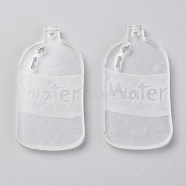 Transparent Acrylic Pendants, Bottle with Word Water, Clear, 30x15.5x2.5mm, Hole: 1.5mm(TACR-O003-02)