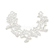 Rack Plating Alloy Pendants, Flower, Silver, 37.5x51x3mm, Hole: 2mm(STAS-M016-03S)