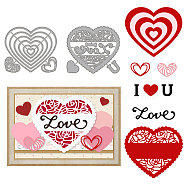 GLOBELAND 2Pcs 2 Styles Valentine's Day Carbon Steel Cutting Dies Stencils, for DIY Scrapbooking, Photo Album, Decorative Embossing Paper Card, Stainless Steel Color, Heart Pattern, 8.7~8.9x7.6~7.9x0.08cm, 1pc/style(DIY-DM0004-08)