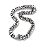 304 Stainless Steel Cuban Link Chain Necklaces, Stainless Steel Color, 25.20 inch(64cm)(NJEW-P288-13P)