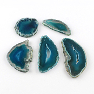 Dyed Mixed Shape Natural Agate Gemstone Big Pendants, Marine Blue, 39~85x26~62x5~6mm, Hole: 2mm(G-R300-07)