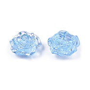 Transparent ABS Plastic Beads, Half Drilled, Flower, Light Sky Blue, 15x16x6.5mm, Hole: 1.2mm(KY-G019-01A)