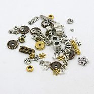 Tibetan Style Alloy Spacer Beads, Mixed Shapes, Mixed Color, 5~23x4~12x2~7mm, Hole: 1.5~5.5mm(TIBE-MSMC021-M1)