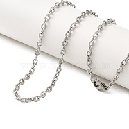 202 Stainless Steel Textured Cable Chain Necklaces, Stainless Steel Color, 19.72 inch(50.1cm)(STAS-A100-12P)