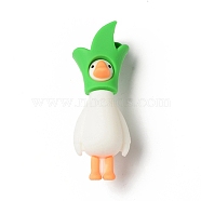 Opaque Resin Cute Duck Big Pendants, Duck Doll Charms, Medium Sea Green, 70x25x30mm, Hole: 3mm(RESI-D065-B04)