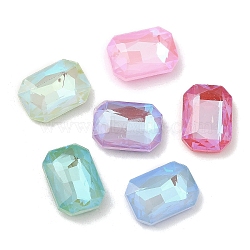 Flat Back Glass Rhinestone Cabochons, Faceted, Rectangle, Mixed Color, 14x10x4~5mm(GLAA-B012-61)