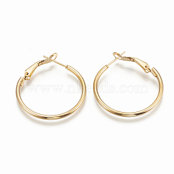 304 Stainless Steel Hoop Earrings, Golden, 20 Gauge, 50x2mm, Pin: 0.8mm(STAS-S078-08-50mm)