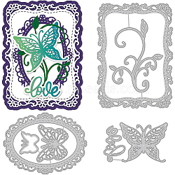 3Pcs 3 Styles Carbon Steel Cutting Dies Stencils, for DIY Scrapbooking, Photo Album, Decorative Embossing, Paper Card, Butterfly & Floral Pattern, Matte Platinum Color, 8.5~10.3x5.5~14.3x0.08cm, about 1pc/style(DIY-WH0309-282)