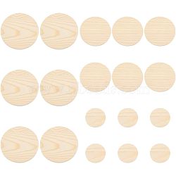 Olycraft 15Pcs 3 Style Unfinished Wood Cutouts, Wood Pieces, Wood Slices, for Coaster, Painting, Mixed Color, 5~10x0.6~1cm, 5pcs/style(WOOD-OC0002-51)