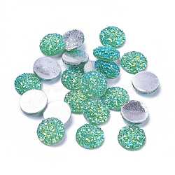 Resin Decoden Cabochons, Imitation Druzy Agate, Flat Round, AB Color Plated, Sea Green, 12x3mm(X-CRES-Q191-HA027-4)