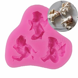 Food Grade Statue Silicone Molds, Fondant Molds, For DIY Cake Decoration, Chocolate, Candy, UV Resin & Epoxy Resin Jewelry Making, Angel, Deep Pink, 78x70x12mm(DIY-L019-003A)