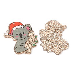 Acrylic Pendants, Christmas Theme, Koala, 36.5x36x2.5mm, Hole: 1.2mm(ACRC-Z001-02)