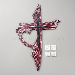 Wood Cross Wall Stickers, Wall Decorations, Brown, 300x250x4.5mm(HJEW-WH0071-28)